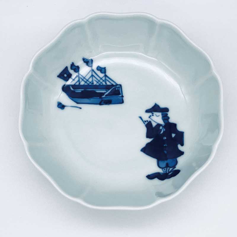 クラシックシリーズ 二人異人八方割小鉢　青花　有田焼