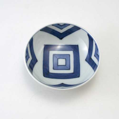 江戸紋3寸ボール　青花　有田焼