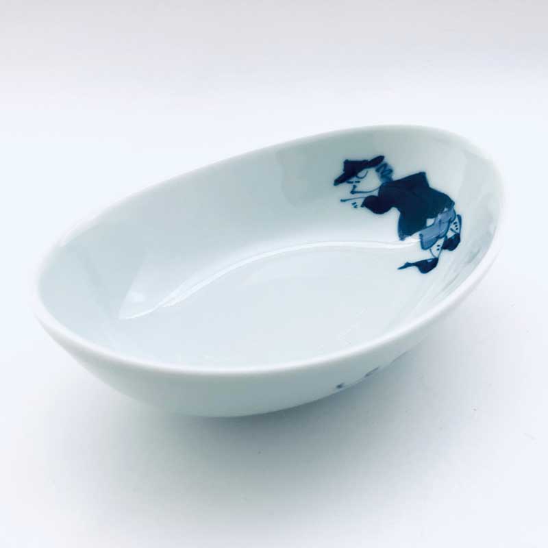 紅毛人楕円小鉢青花　有田焼