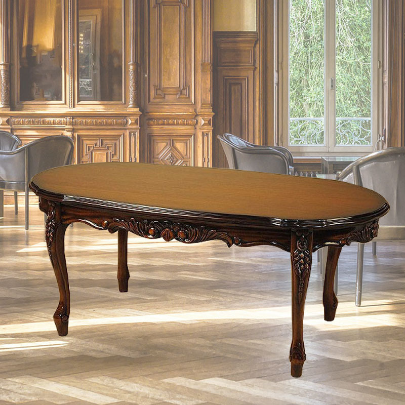 高級マホガニー材で作られたマホガニー　コーヒーテーブル楕円(大)【輸入家具】