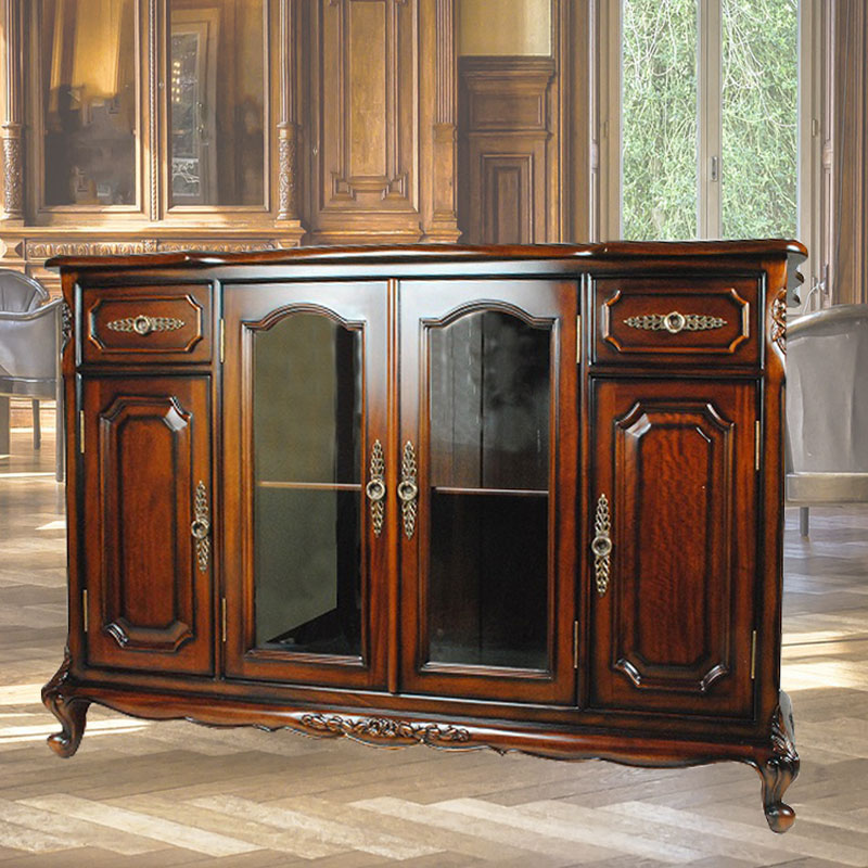 高級マホガニー材で作られた135cm幅のフレンチサイドボード木扉【輸入家具】