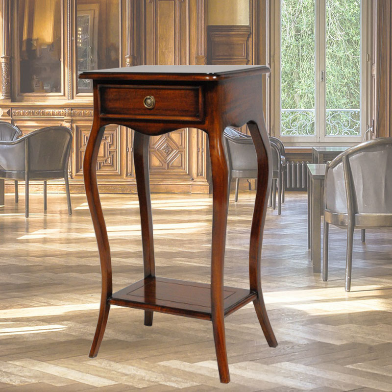 高級マホガニー材で作られた電話台イザベル【輸入家具】