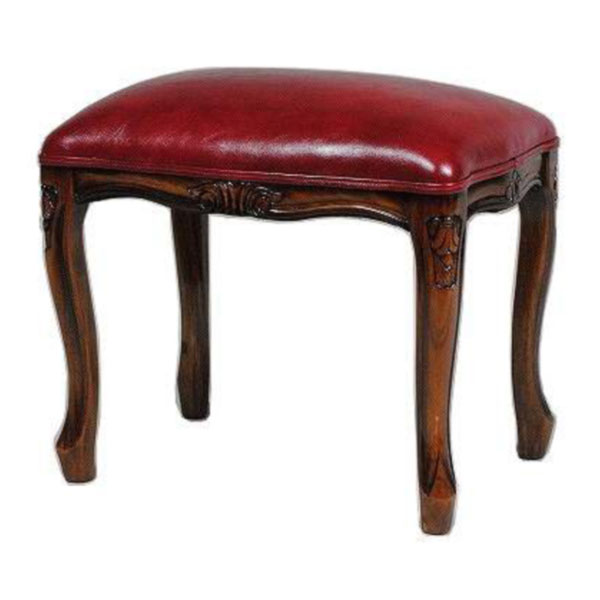 高級マホガニー材で作られたヨーロピアンレッド色の合成皮革張りのドレッサースツール【輸入家具】