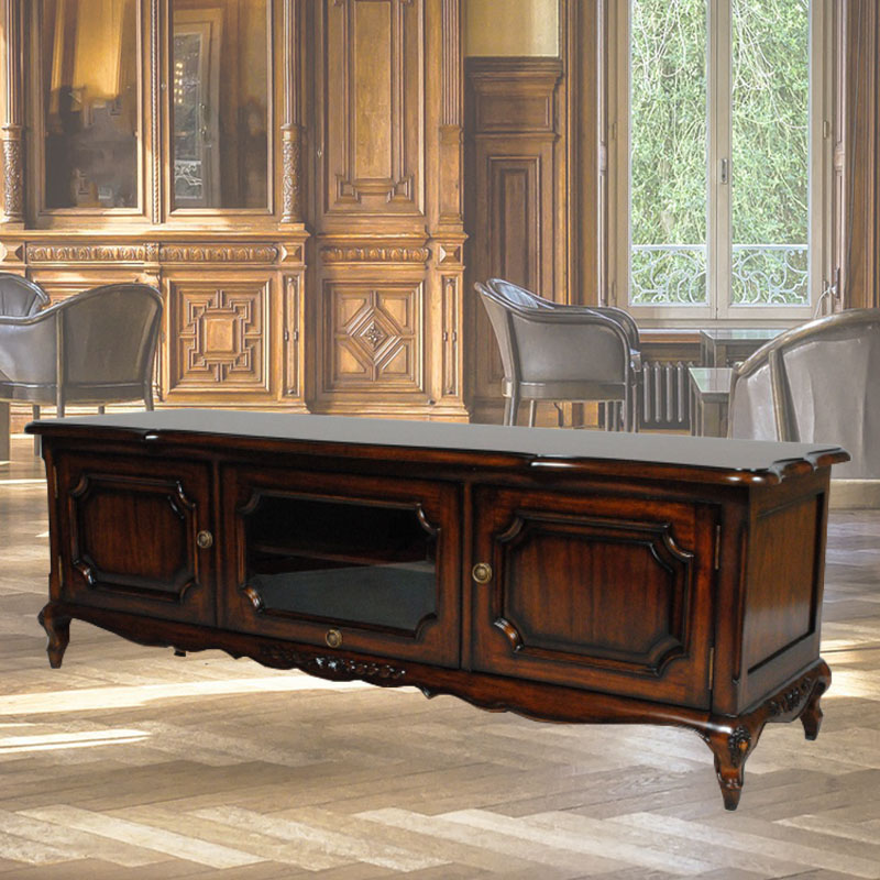 高級マホガニー材で作られた150cm幅のおしゃれなフレンチテレビボード【輸入家具】