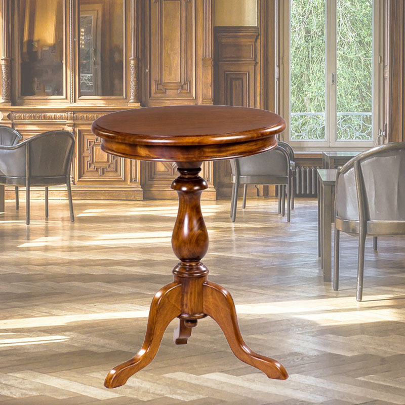 高級マホガニー材で作られた3脚丸電話台(コーヒーテーブル)　【輸入家具】