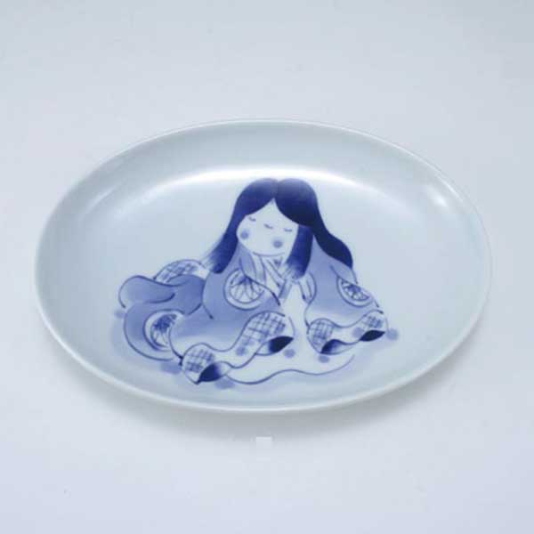 かぐや姫小判銘々皿　青花　有田焼