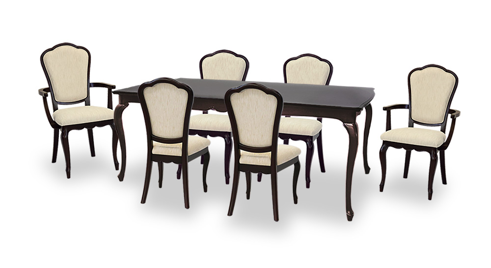 180cm幅ダイニングテーブル7点セット(チェアD×4・アームチェアD×2)　フルールDM-DX