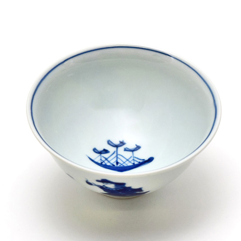 異人づくし 3.5寸反飯碗　青花　有田焼