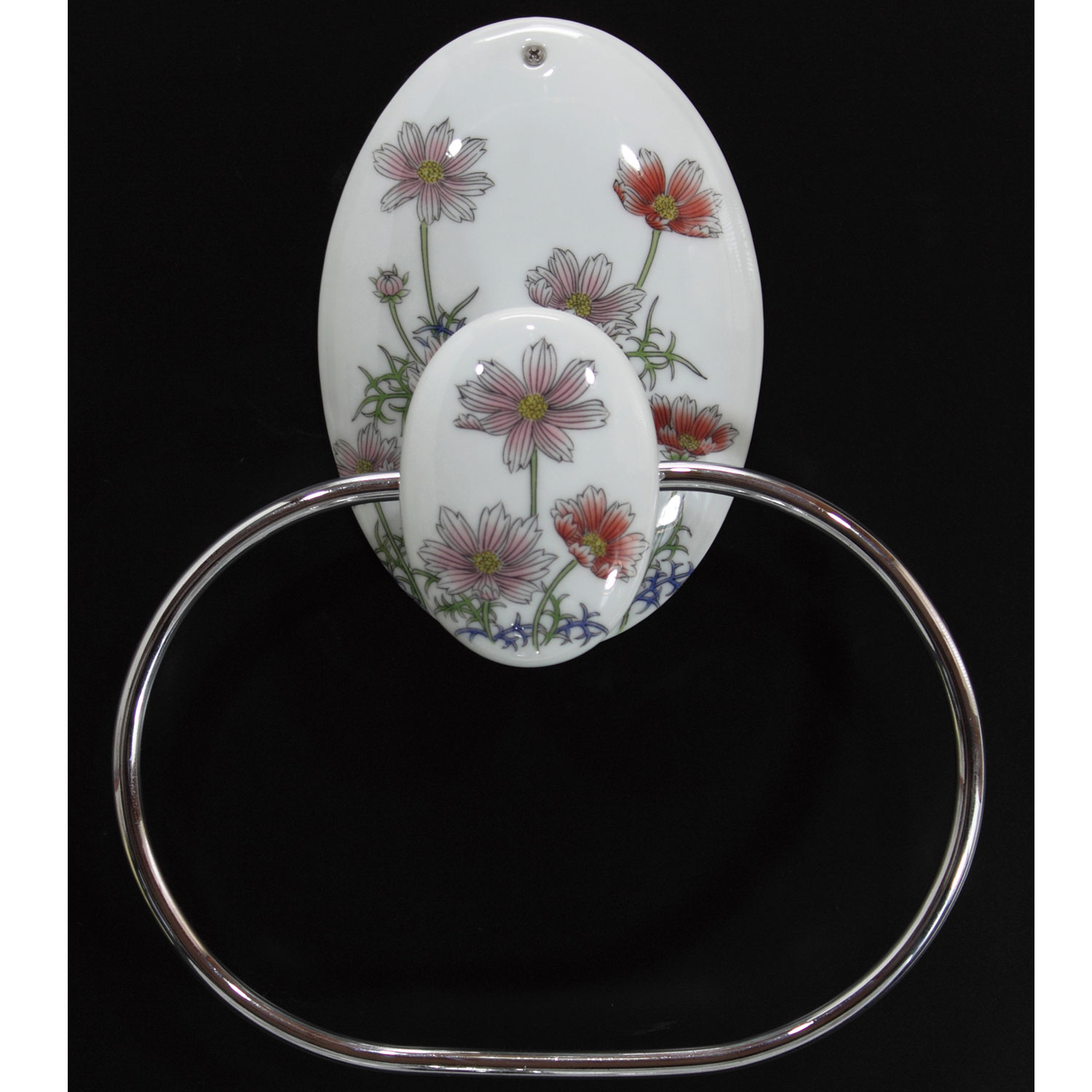 有田焼のタオルリング(タオル掛け)　こすもす絵タオルリング