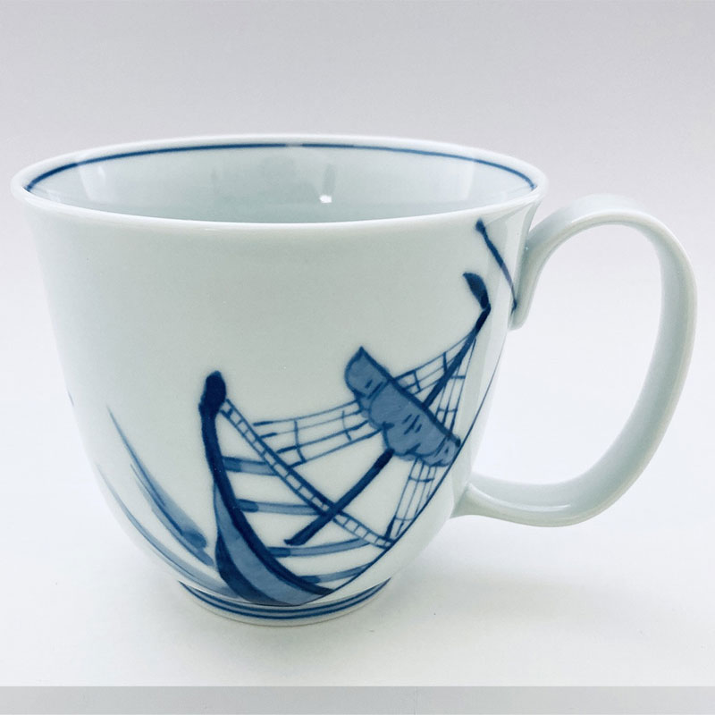 出船帆船LAKマグ　青花　有田焼