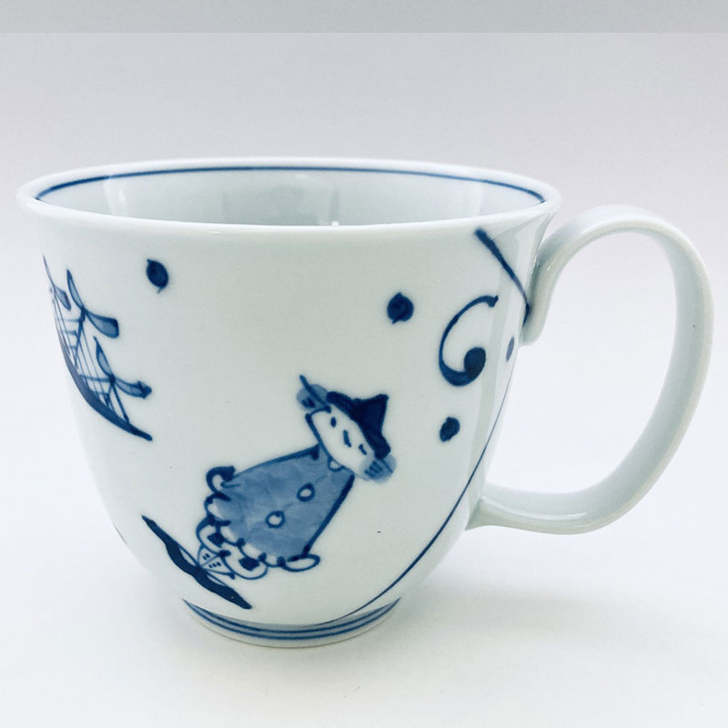 濃マント異人LAKマグ　青花　有田焼