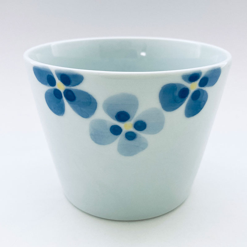 クローバーフラワーポット(底穴無)　青花　有田焼