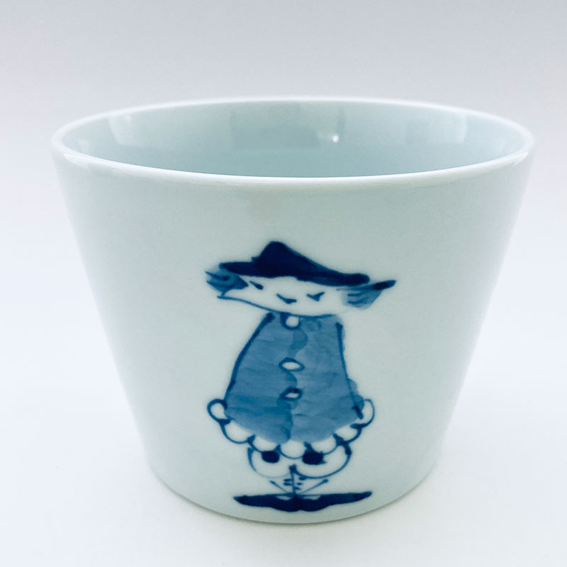 濃マント異人フラワーポット(底穴無)　青花　有田焼