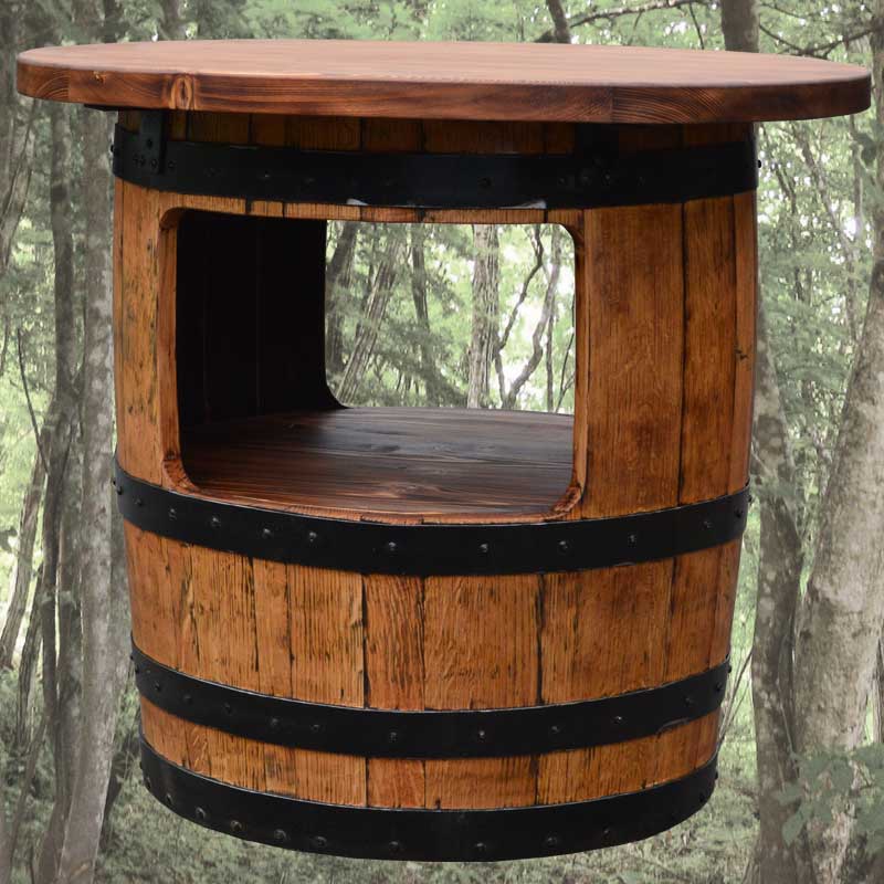 80cm丸バレルオープンラックローテーブル　ナチュラル色　ウイスキー樽物語