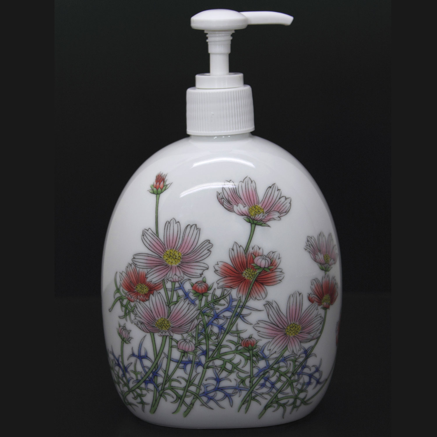 有田焼のソープボトル　色彩こすもす絵