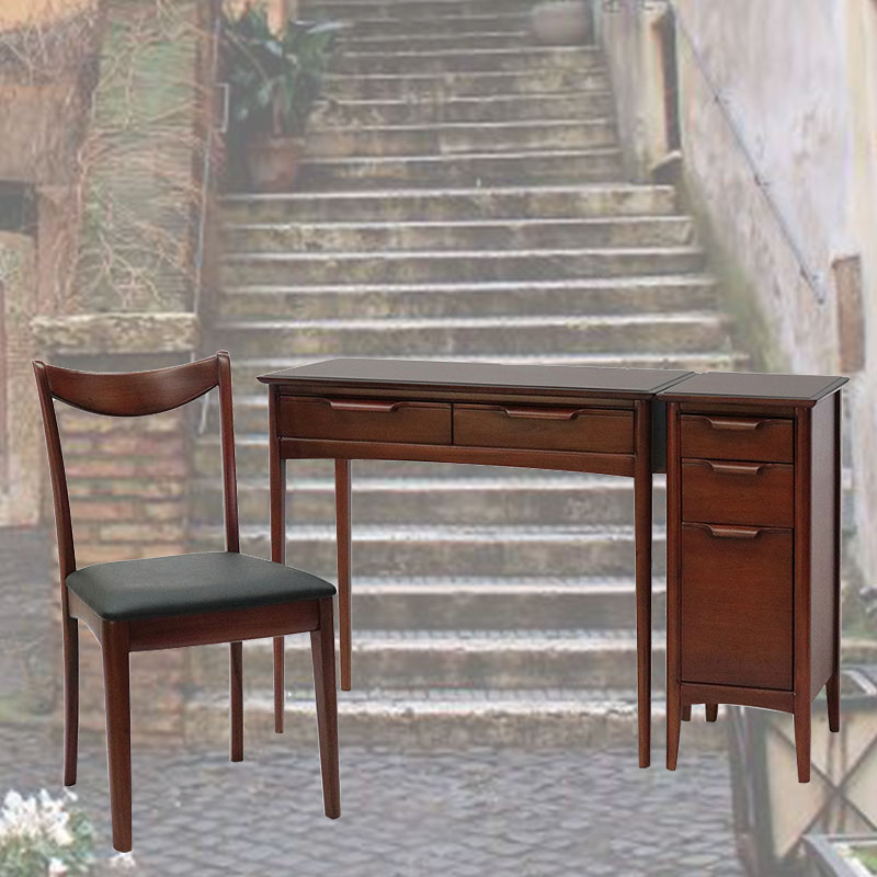 ヨーロピアンミッドセンチュリースタイルのデスク3点セット(デスク+チェスト+チェア)