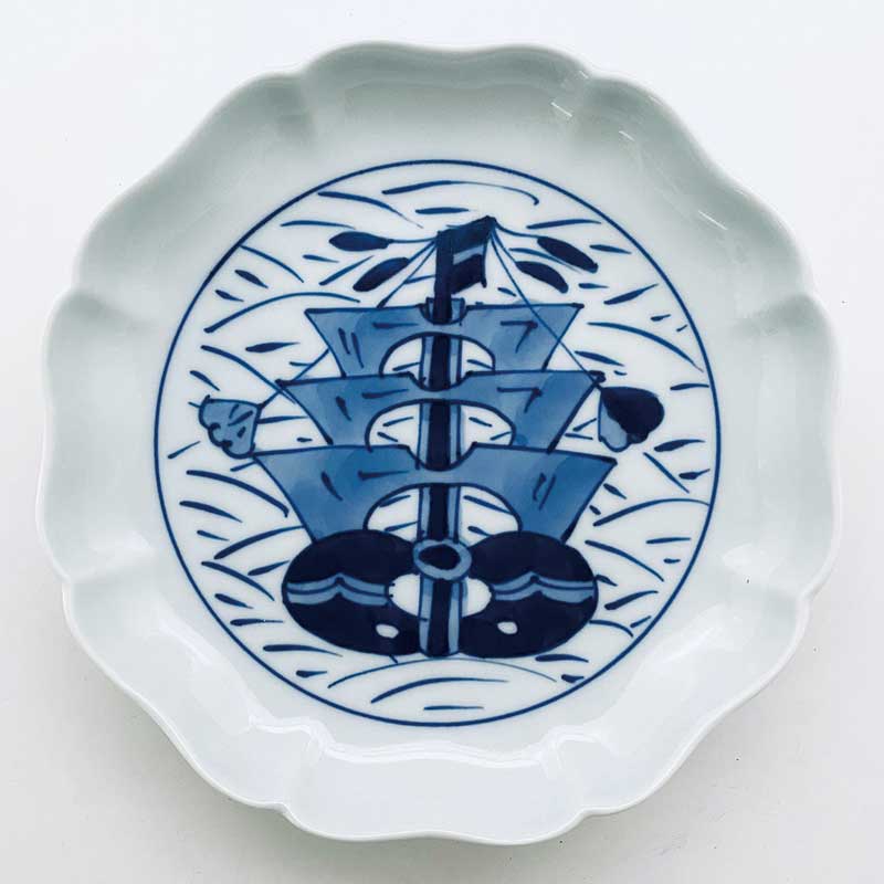 クラシックシリーズ 紅毛青花八方割5寸皿　青花　有田焼