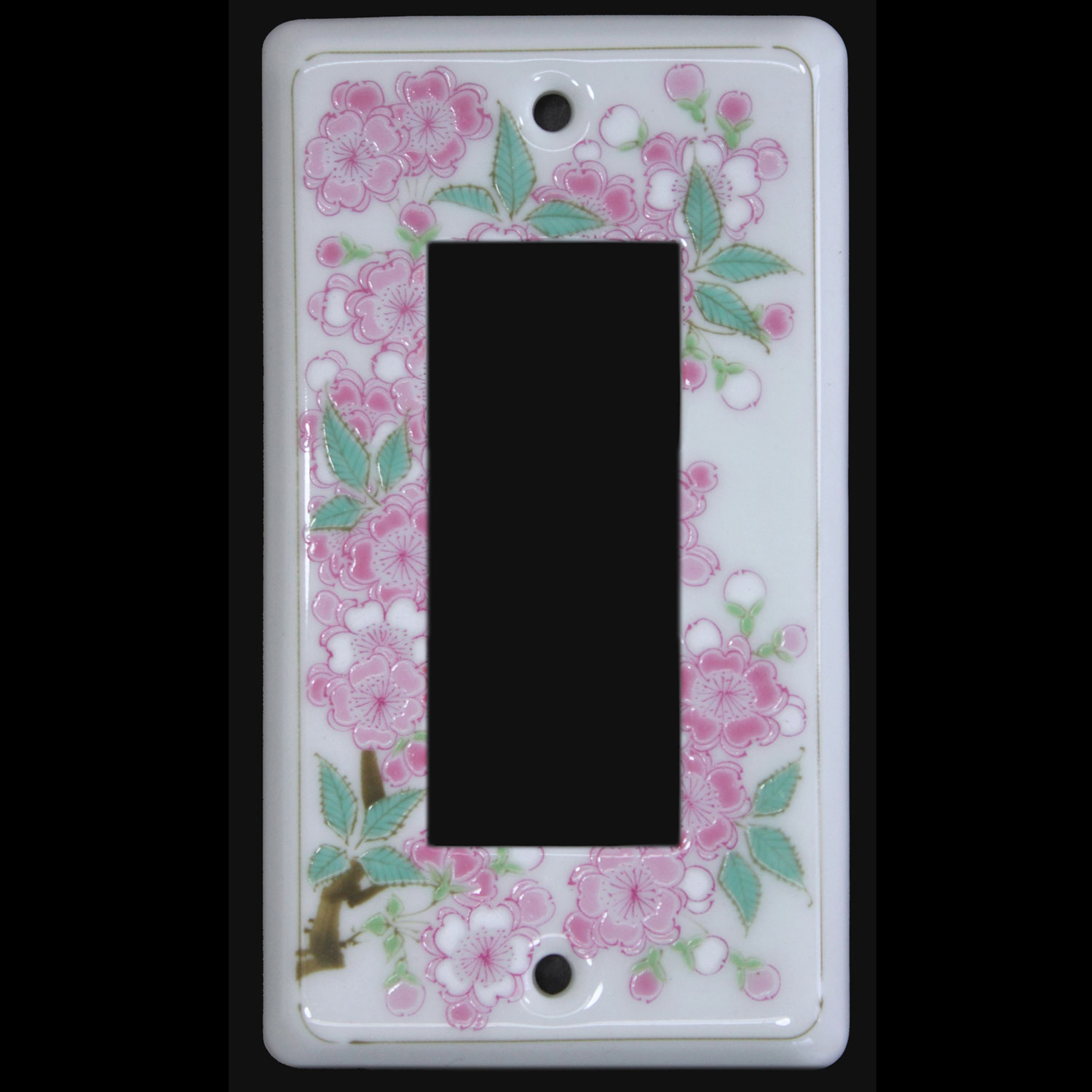 有田焼スイッチカバー(スイッチプレート)　3ッ穴　染錦桜絵