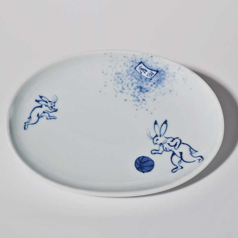 GIGAバスケット 小判銘々皿　青花　有田焼