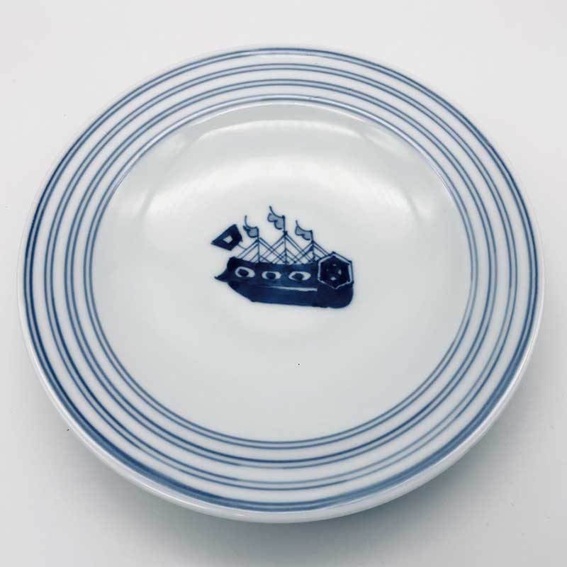 オランダ船プチケーキ皿　青花　有田焼