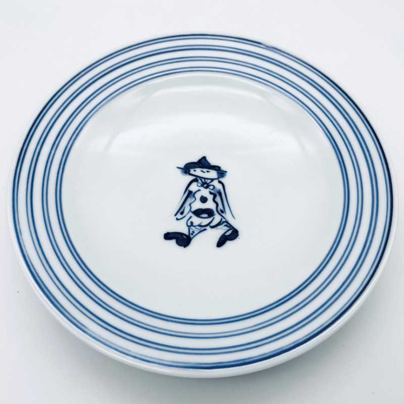 マント異人プチケーキ皿　青花　有田焼