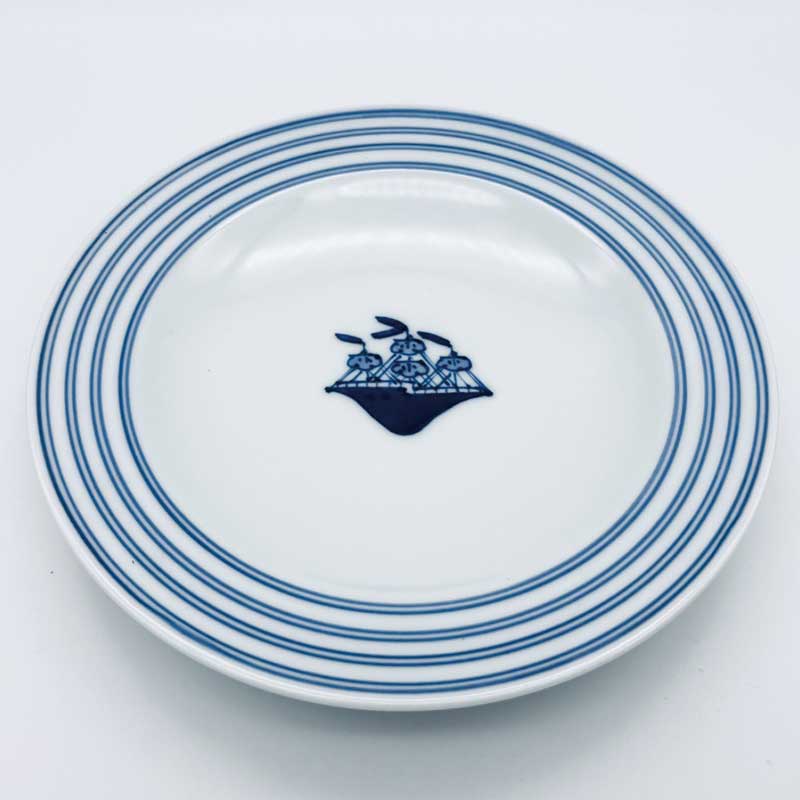 帆船プチケーキ皿　青花　有田焼