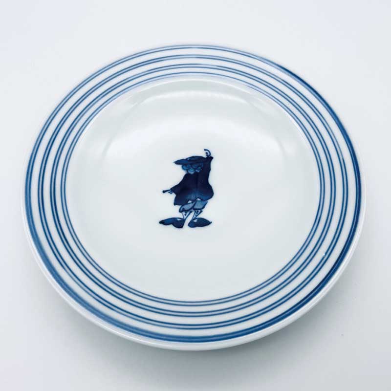 カール紅毛人プチケーキ皿 　青花　有田焼