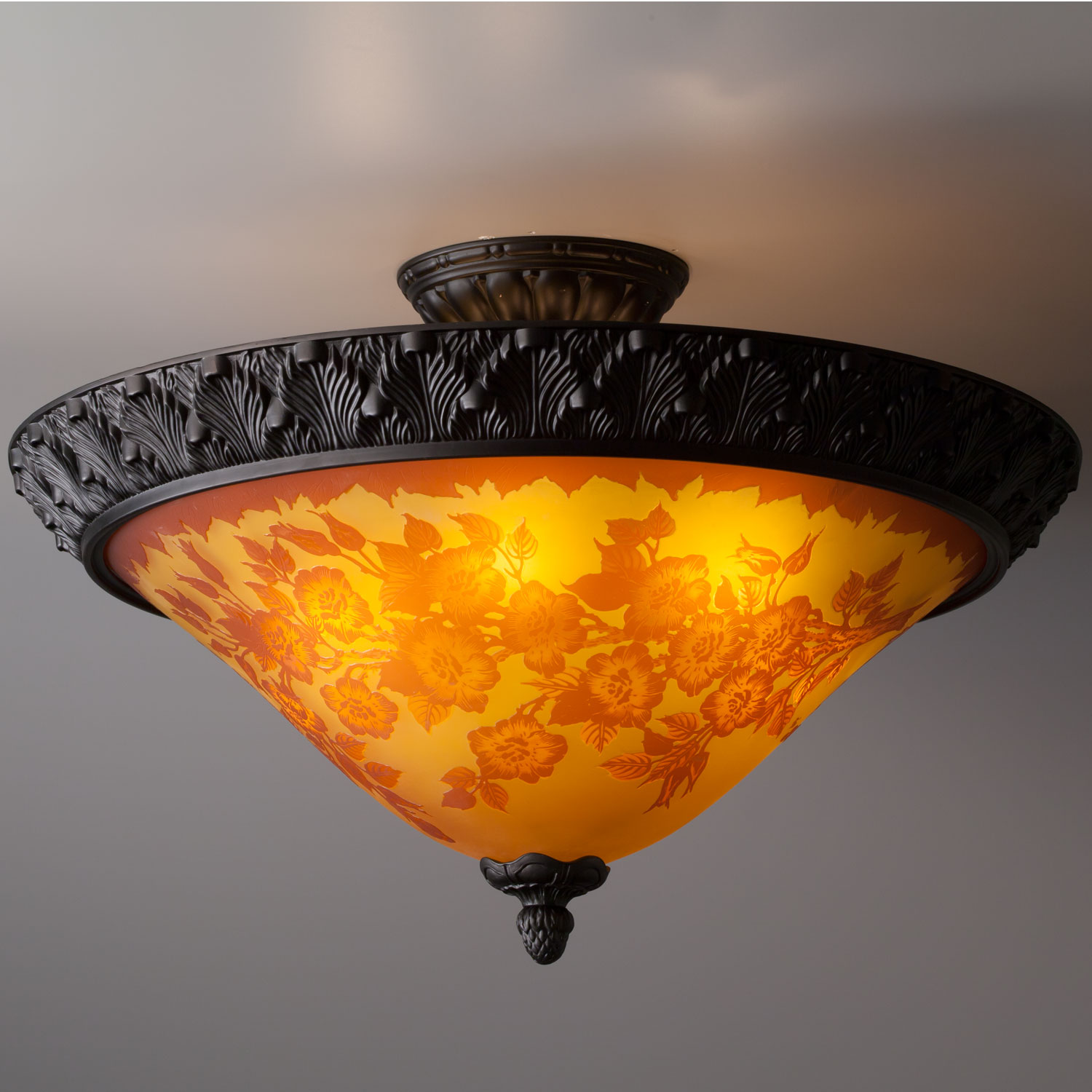 6灯シーリング照明　(レッドローズ)　ガレコレクション　輸入照明　送料無料