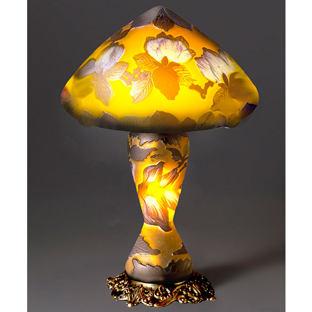 マッシュルーム型豪華2灯テーブルスタンド照明(マグノリア)　ガレコレクション