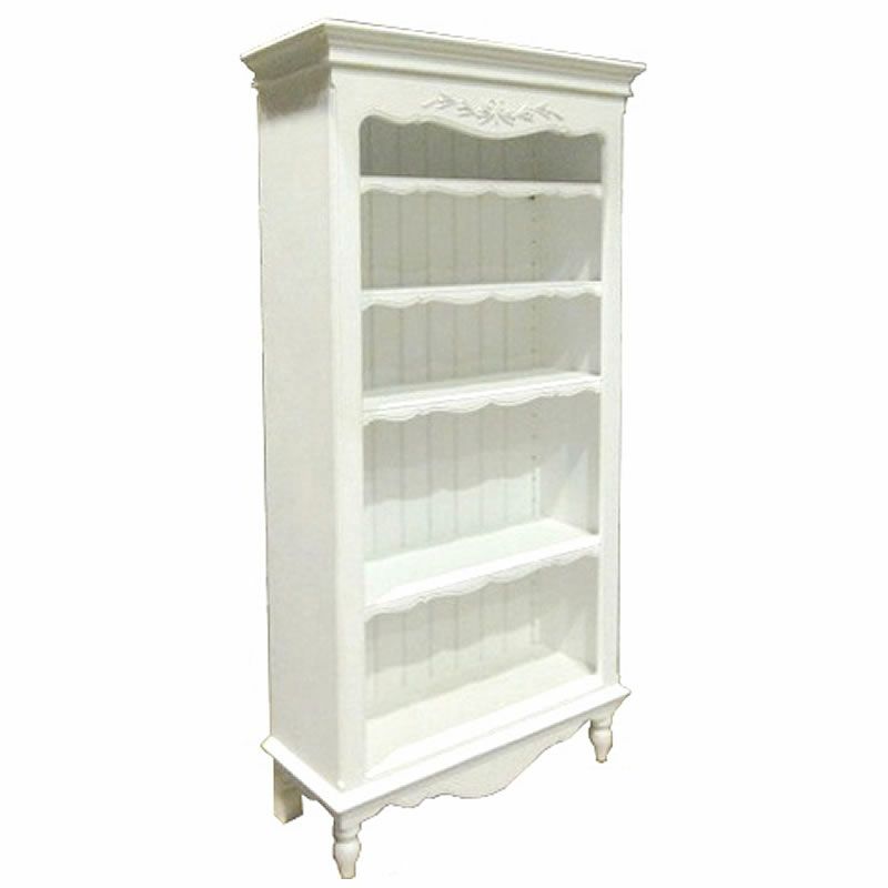 100cm幅アンティークホワイトのブックケース　輸入家具