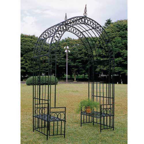 ベンチ付アーチデラックス　椅子付きのデラックスなガーデンアーチ