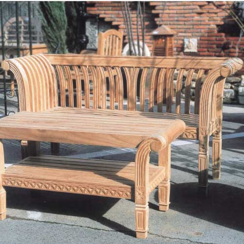 とてもお洒落なチーク材無垢使用のグランドベンチ