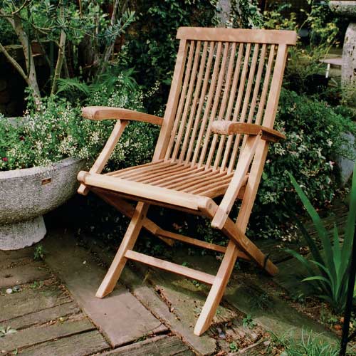 チーク材折畳アームチェア「ガーデンチェア」　ガーデン家具　【送料無料】