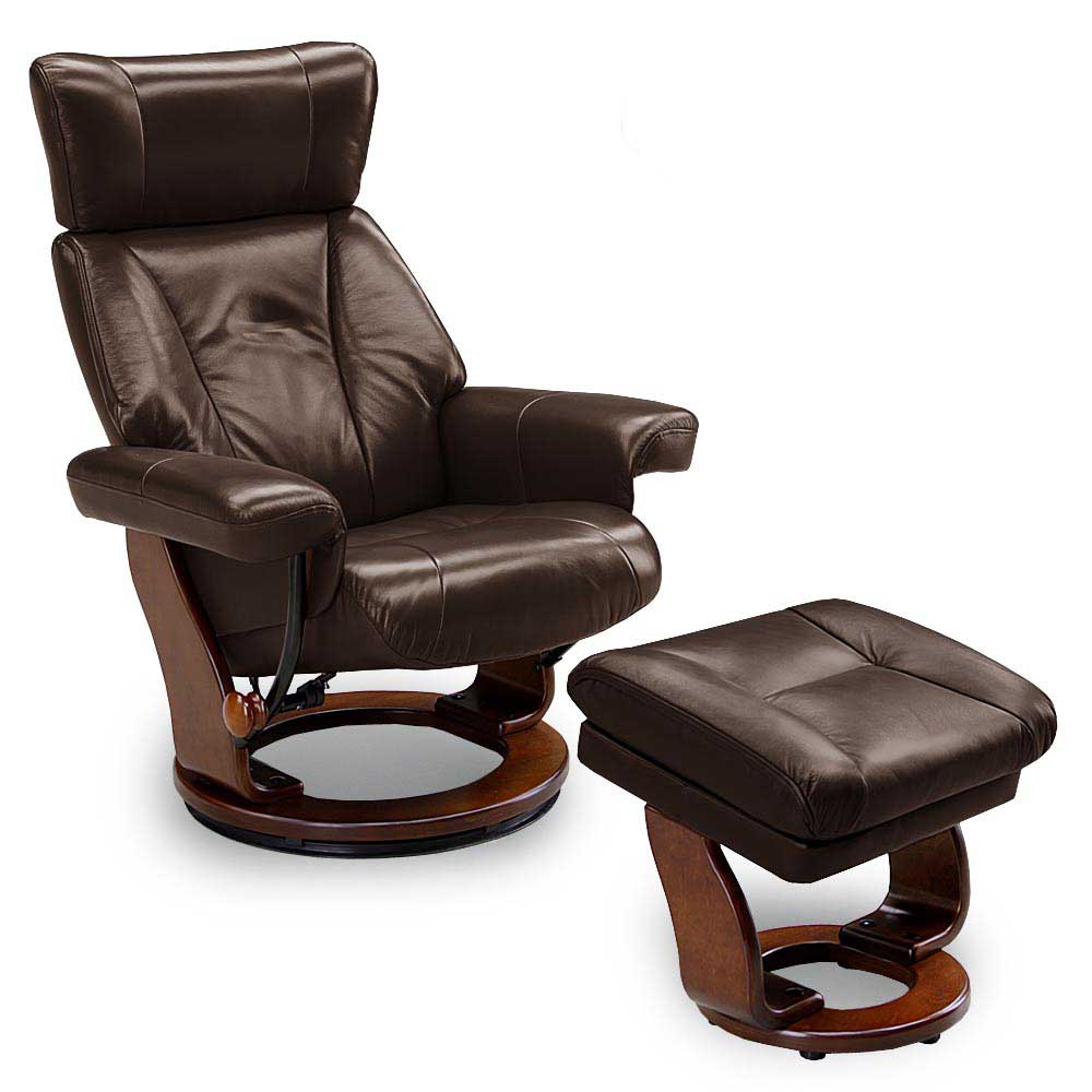 高級感ある本革リクライナー・アニータDX(スツール付き)-ココアブラウン