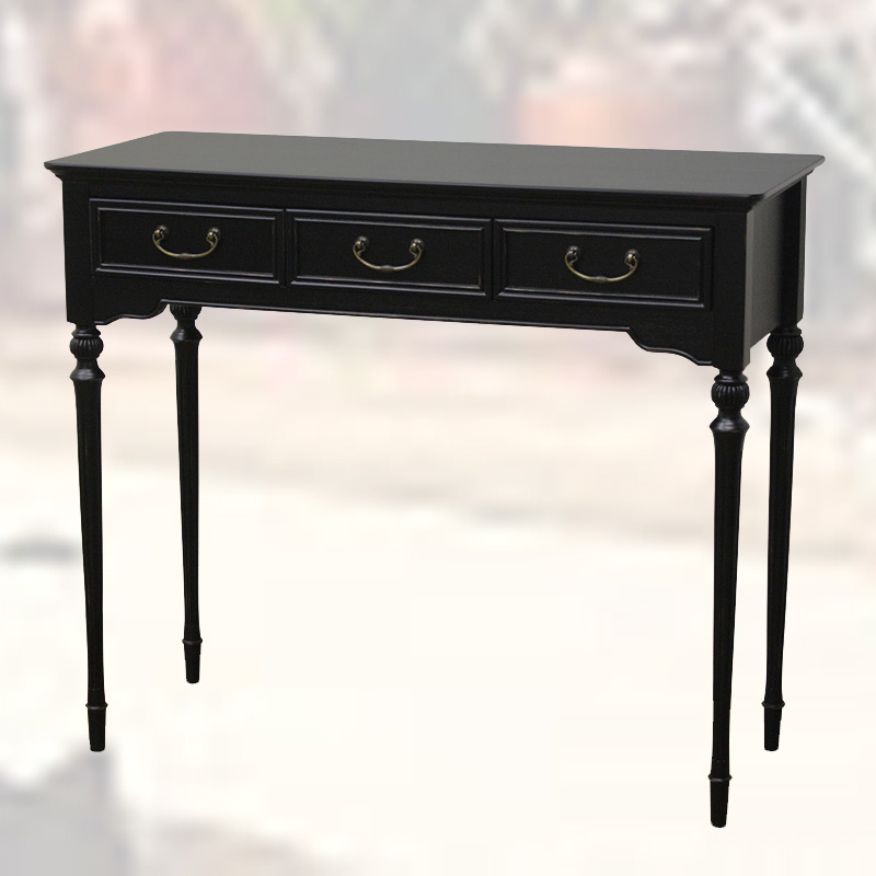 85cm幅のシャービーアンティークなコンソールテーブルA型　ノワール　逆輸入家具