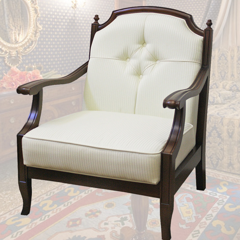 猫脚1Pソファー(WH張地)　ベネチア　逆輸入家具