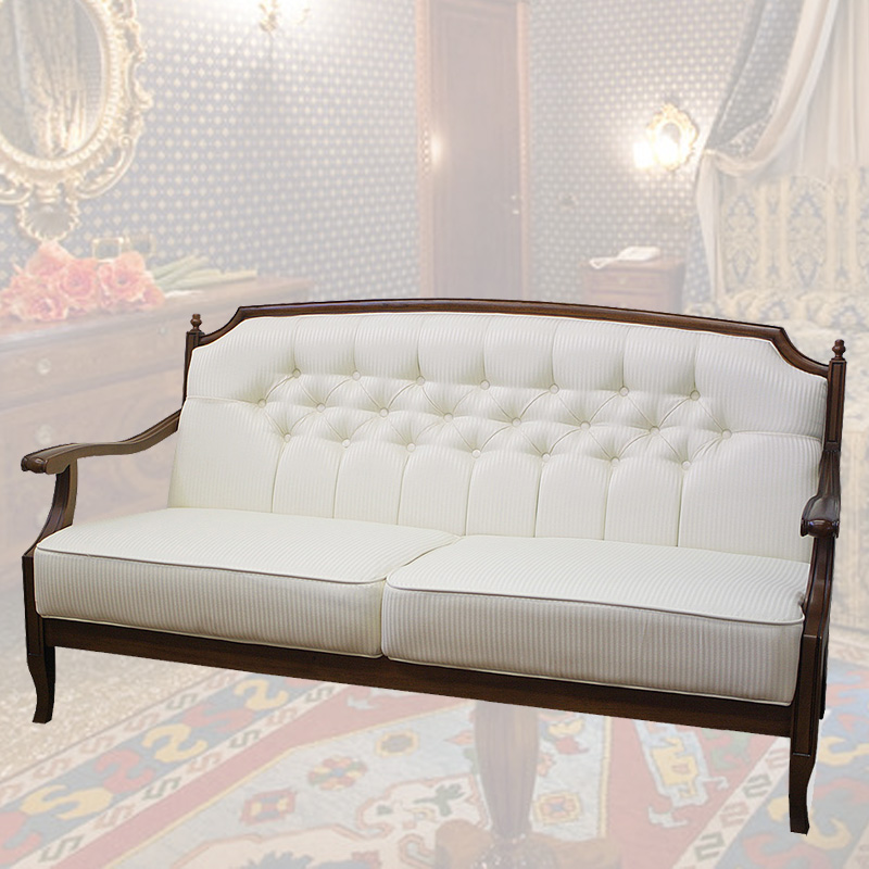 猫脚2.5Pソファー(WH張地)　ベネチア　逆輸入家具