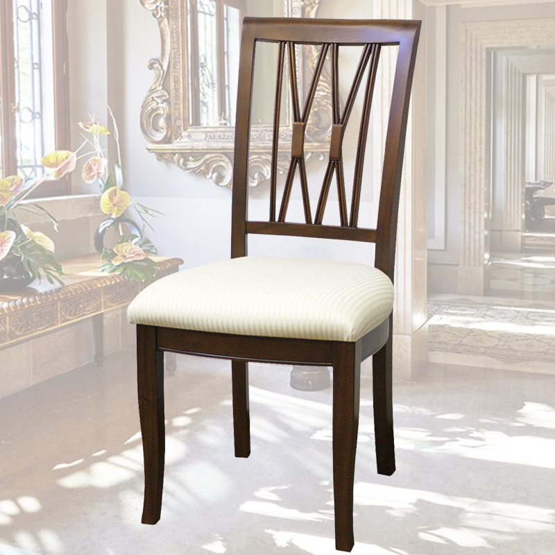 猫脚ダイニングチェアH(WH張地)　ベネチア　逆輸入家具