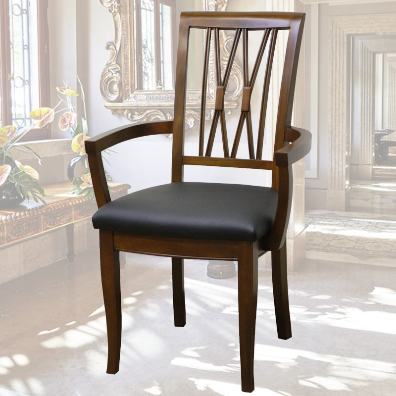 猫脚アームチェアH(BK張地)　ベネチア　逆輸入家具　【送料無料】