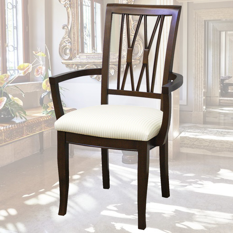 猫脚アームチェアH(WH張地)　ベネチア　逆輸入家具