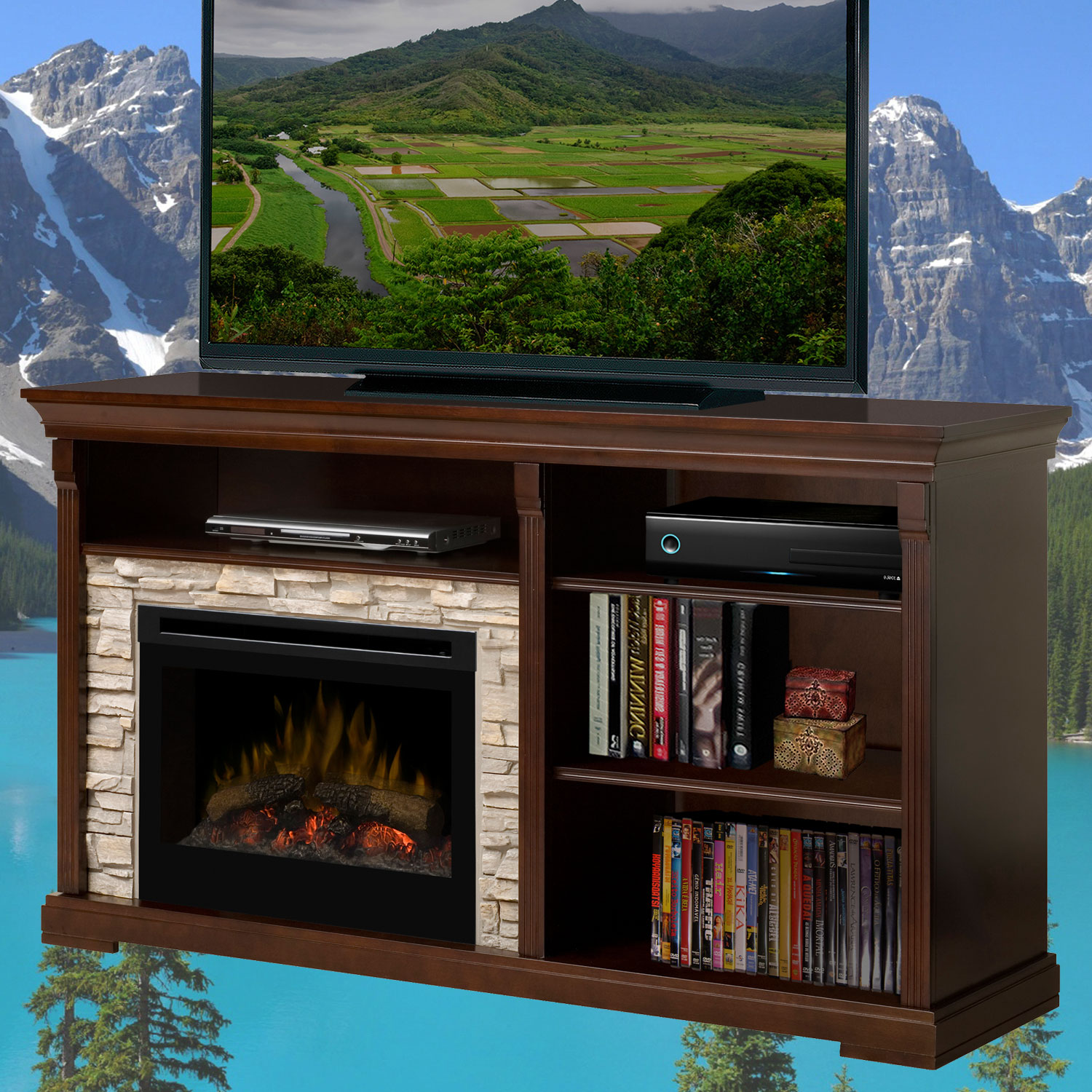 エッジ-25インチ-ホームシアター電気暖炉　送料無料