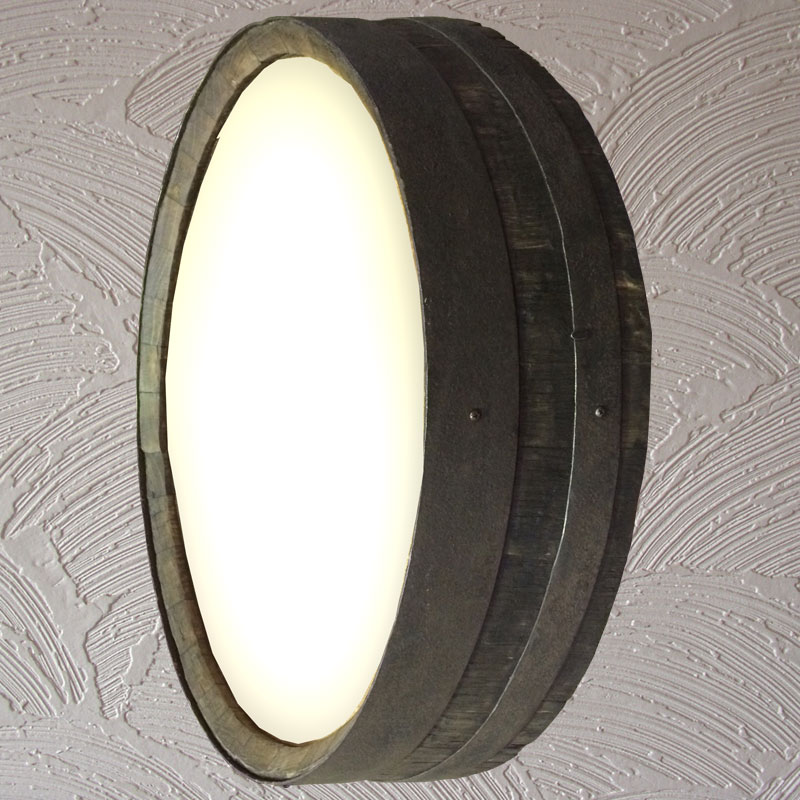 バレルクラフト　72cm丸型バレルミラー　ブラウン　ウイスキー樽物語