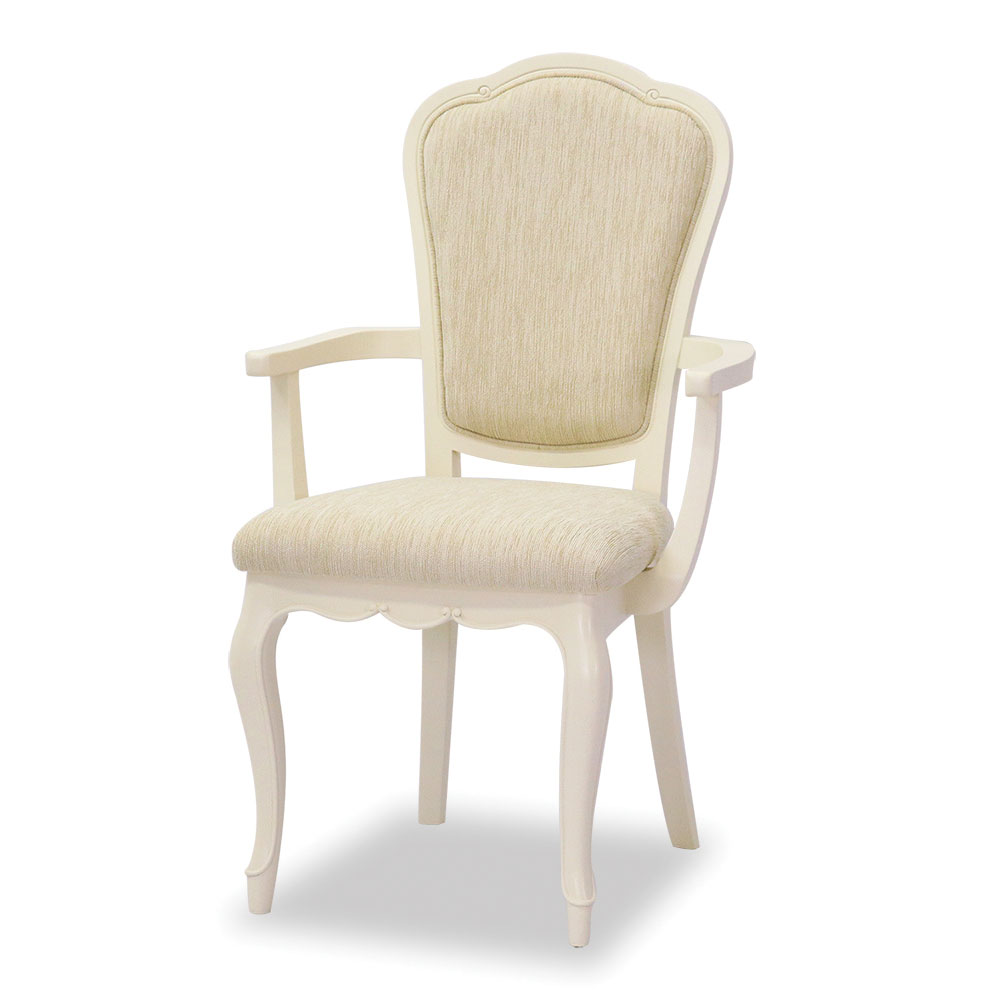 猫脚ダイニングアームチェアD　フルールWDX　白の輸入家具　 【送料無料】