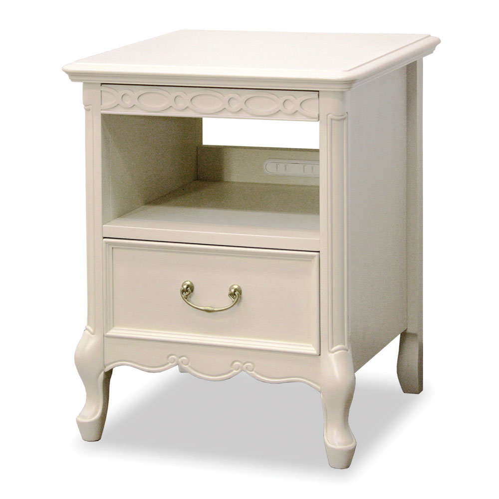 40cm幅猫脚のナイトテーブル　フルールWDX　白の輸入家具　 【送料無料】