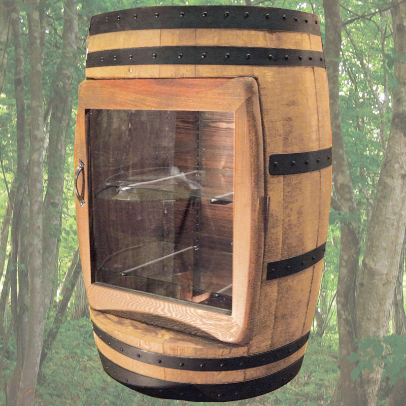 バレルガラスキャビネット1本タイプ　(ナチュラル)　ウイスキー樽物語