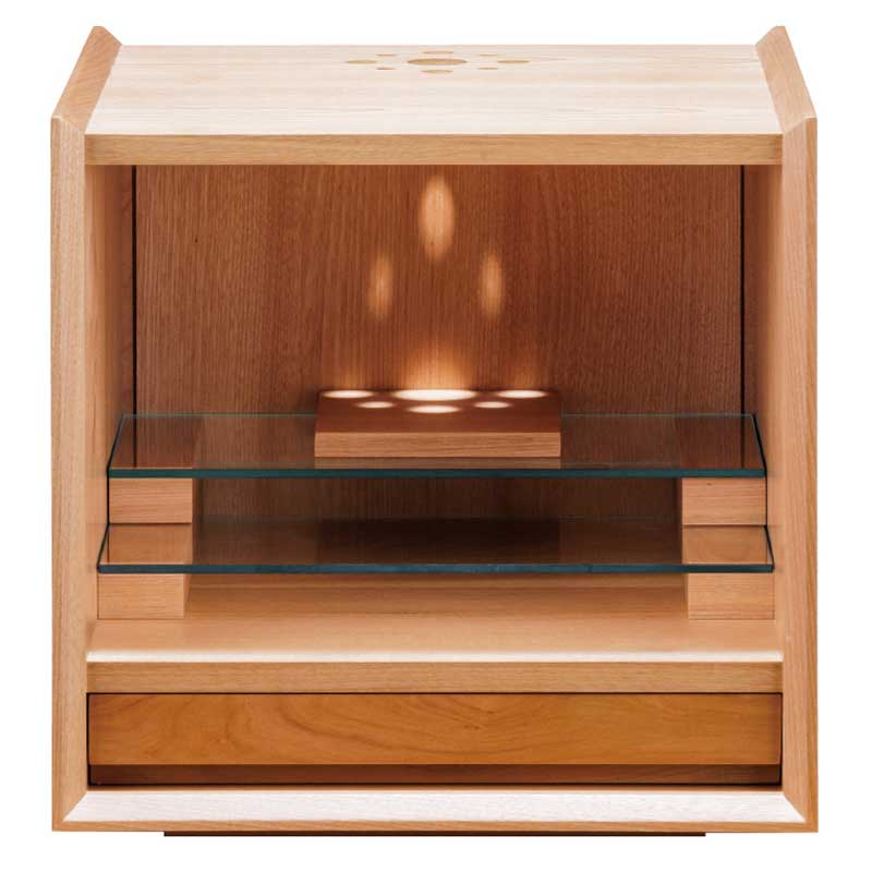 桜材で出来たモダンでシンプルなデザインの家具調ミニ仏壇　【送料無料】