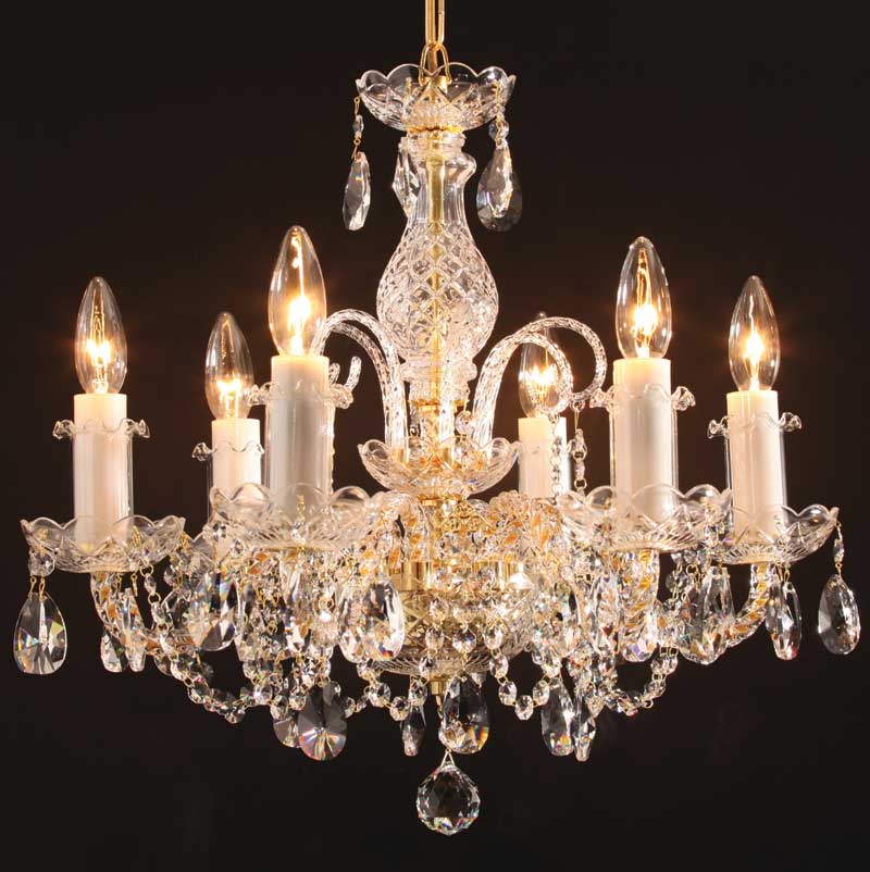 6灯ボヘミアンクリスタルシャンデリア　チェコ製　スワロフスキースペクトラ