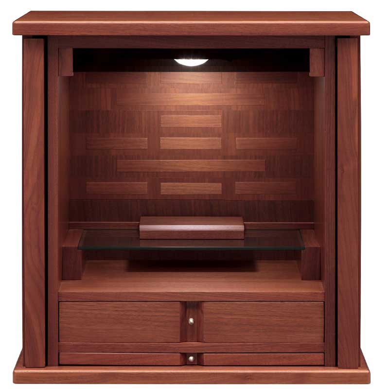 ウォールナット材で造られた扉が側面に収納されるミニ仏壇 ジーノ　【送料無料】