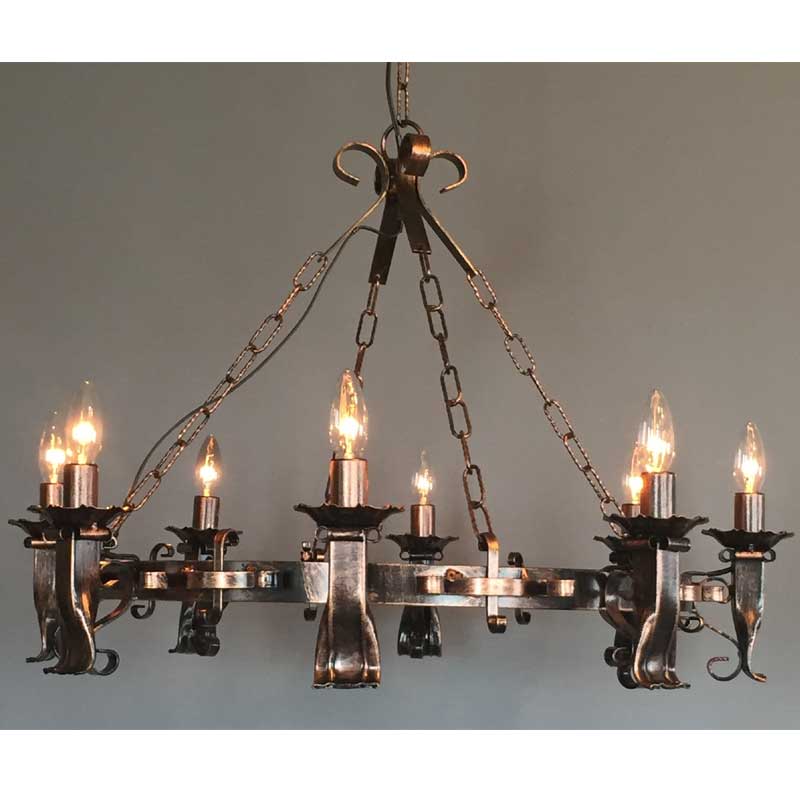 アイアンワークが素敵な8灯シャンデリア照明　イタリア製