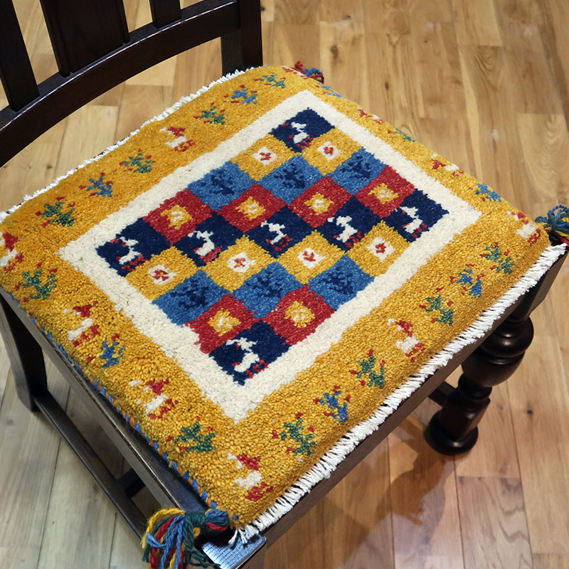 ペルシャ絨毯ギャッベ　AB-T1808　座布団サイズ